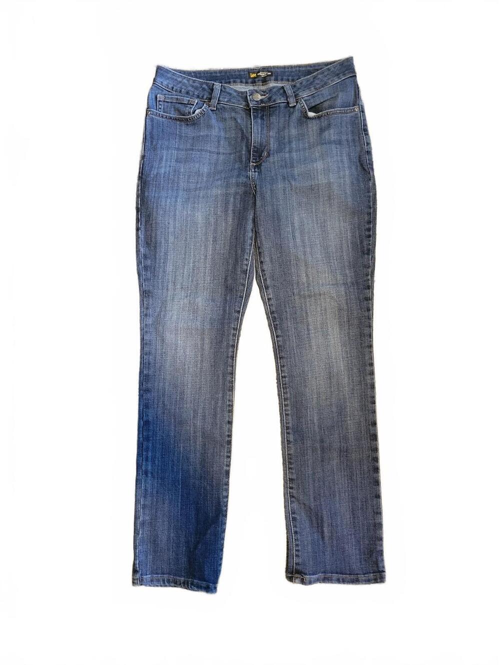 Lee Regular Fit Straight Leg Mid Rise Denim Jeans Women's Size 14 M